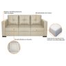 Sofa 3 Lugares Montenegro Sintético Bege com Linha Marrom - 5