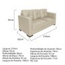 Sofa 3 Lugares Montenegro Sintético Bege com Linha Marrom - 4