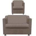 Ver imagem 1 de Namoradeira + Polt. Bia P/ Sala de Estar Consultório Clinica Hospital Recepção Suede Capuccino -Deco