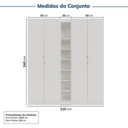 Guarda-roupa Modulado 4 Portas 3 Peças Hera CabeCasa MadeiraMadeira - 3