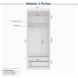 Guarda-roupa Modulado 4 Portas 3 Peças Hera CabeCasa MadeiraMadeira - 10