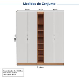 Guarda-roupa Modulado 4 Portas 3 Peças Hera CabeCasa MadeiraMadeira - 3