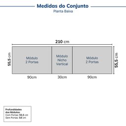 Guarda-roupa Modulado 4 Portas 3 Peças Hera CabeCasa MadeiraMadeira - 2