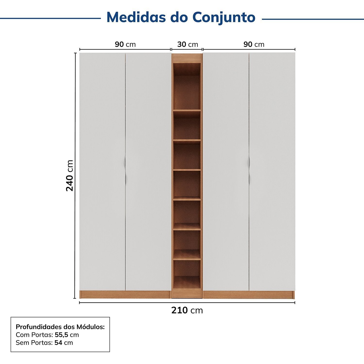 Guarda-roupa Modulado 4 Portas 3 Peças Hera Cabecasa Madeiramadeira - 3