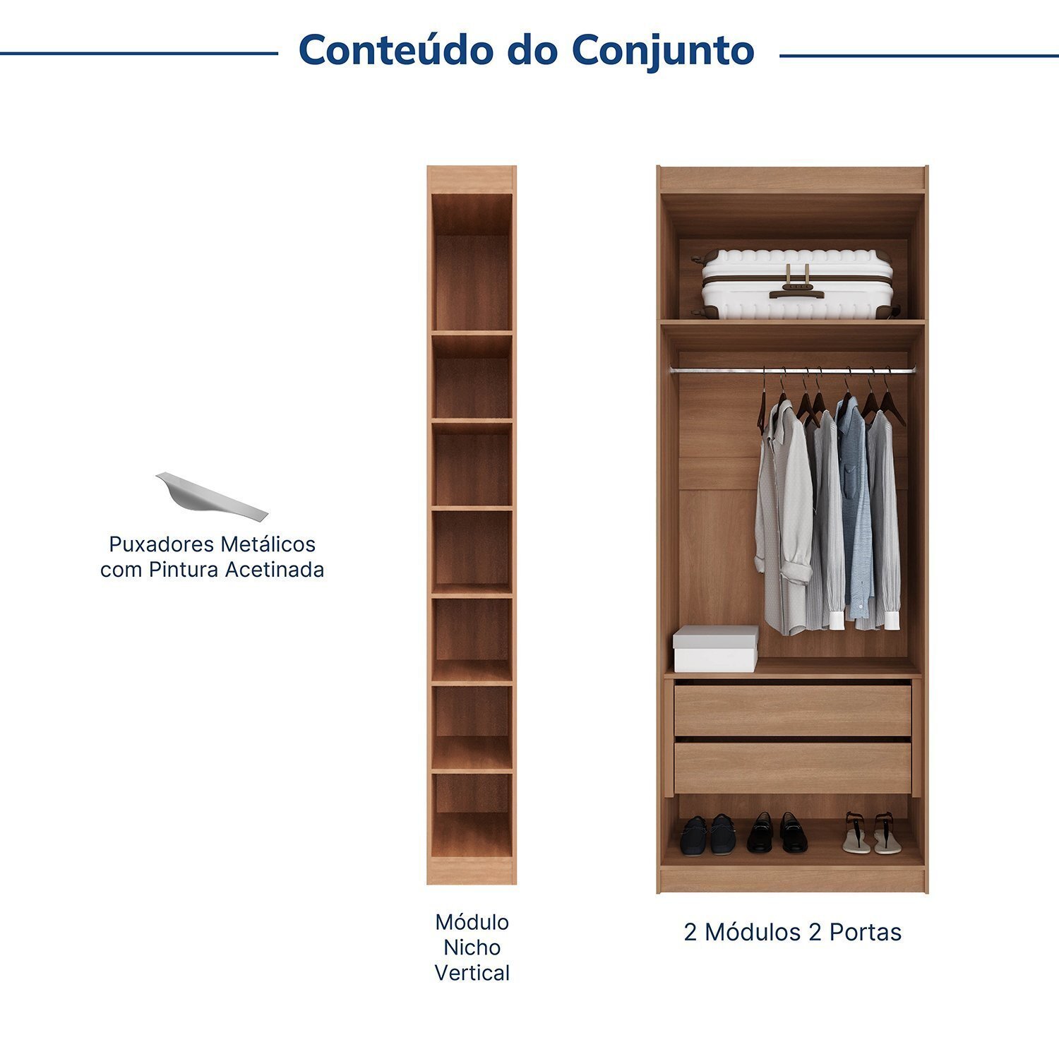 Guarda-roupa Modulado 4 Portas 3 Peças Hera Cabecasa Madeiramadeira - 4