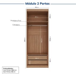 Guarda-roupa Modulado 4 Portas 3 Peças Hera CabeCasa MadeiraMadeira - 10