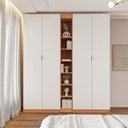 Ver imagem 1 de Guarda-Roupa Planejado 4 Portas 3 Peças Hera CabeCasa MadeiraOriginals Marrom/Louro/Algodão/Cinza