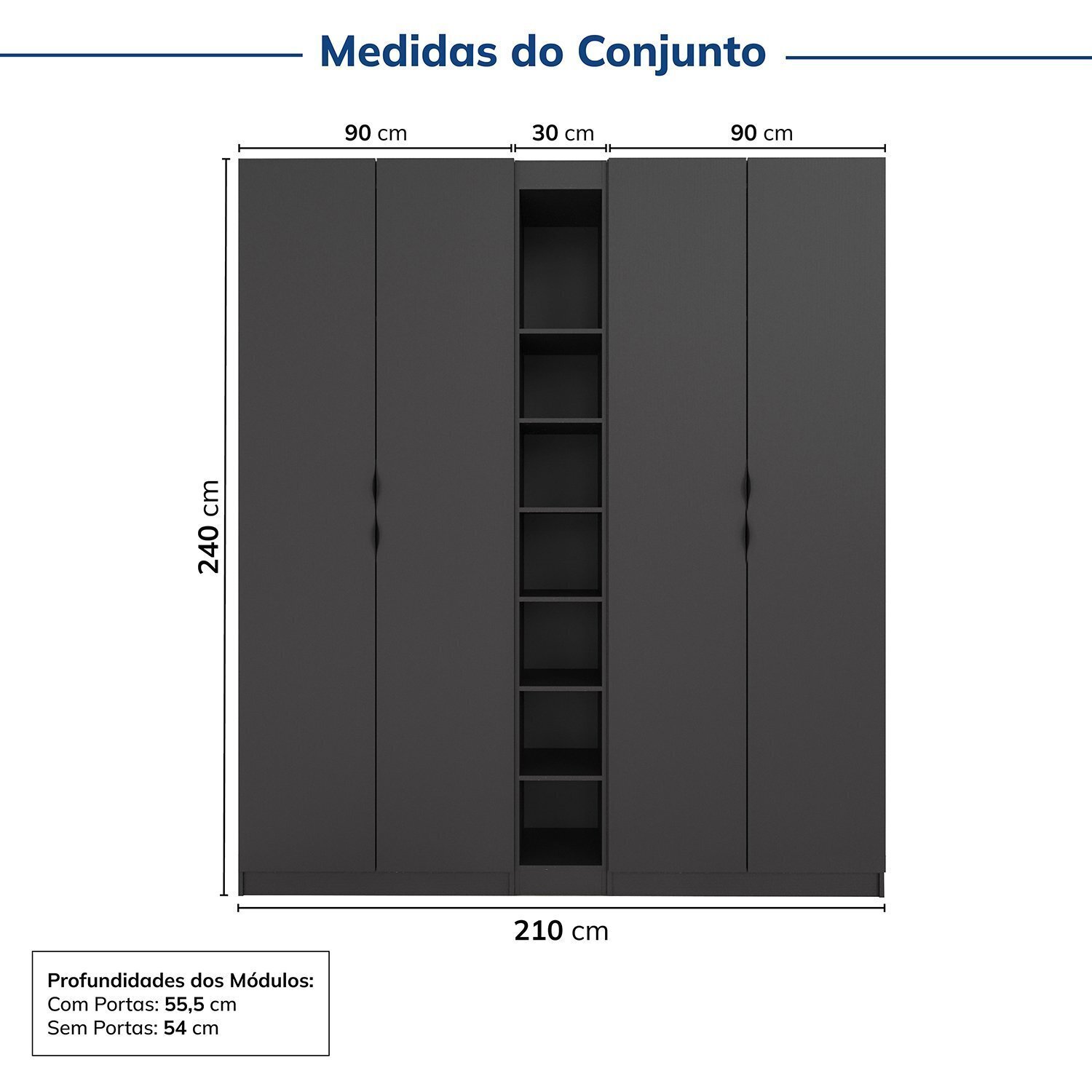 Guarda-roupa Modulado 4 Portas 3 Peças Hera Cabecasa Madeiramadeira - 3