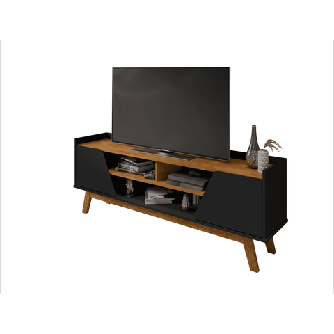 Rack Turim para Tvs até 65" Mdf 2 Portas Preto Fosco Naturalle Bechara
