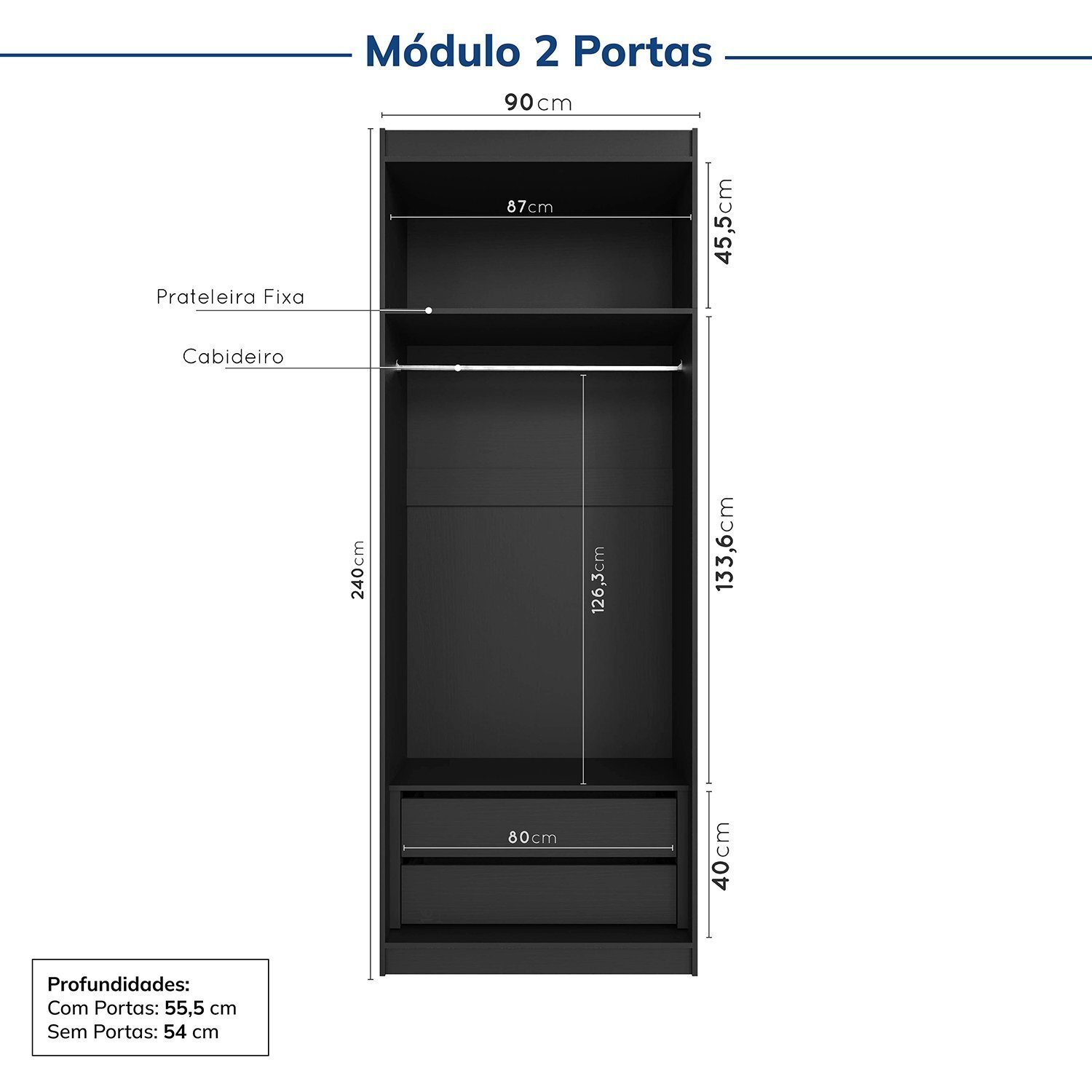 Guarda-roupa Modulado 4 Portas 3 Peças Hera Cabecasa Madeiramadeira - 10