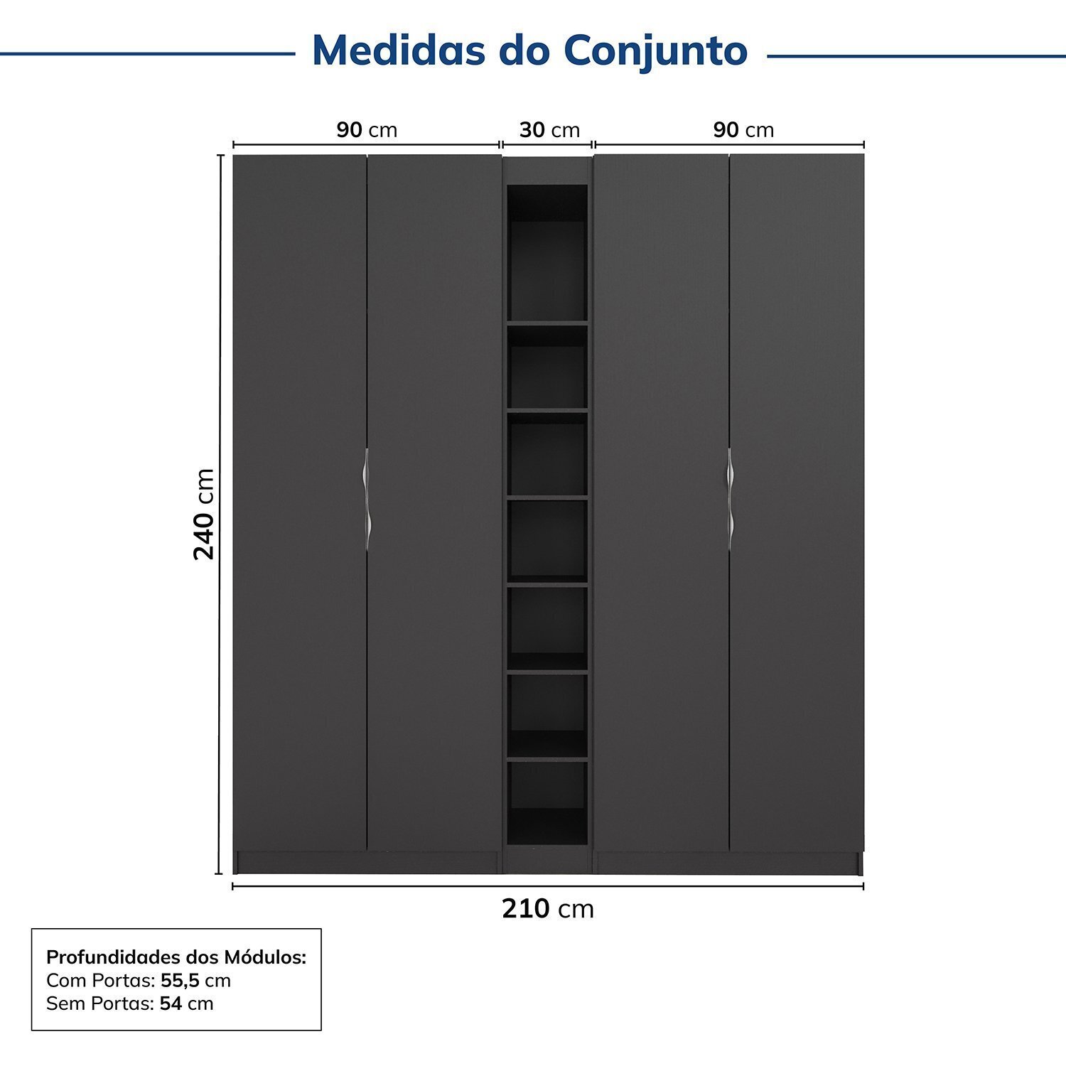 Guarda-roupa Modulado 4 Portas 3 Peças Hera Cabecasa Madeiramadeira - 3