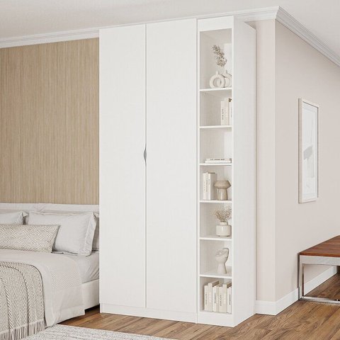 Guarda-Roupa Planejado 2 Portas 3 Peças Hera CabeCasa MadeiraOriginals Branco/Algodão/Cinza
