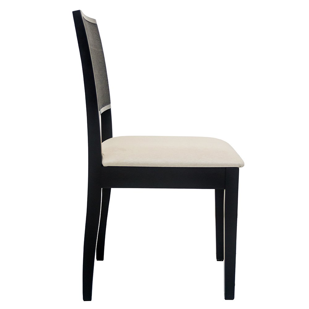 Jogo 02 cadeiras para sala de jantar Florença ebanizado encosto telinha sintética Ferrugine Design - 3