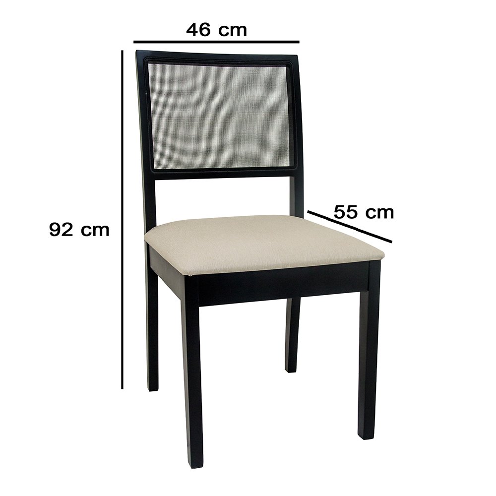 Jogo 02 cadeiras para sala de jantar Florença ebanizado encosto telinha sintética Ferrugine Design - 6