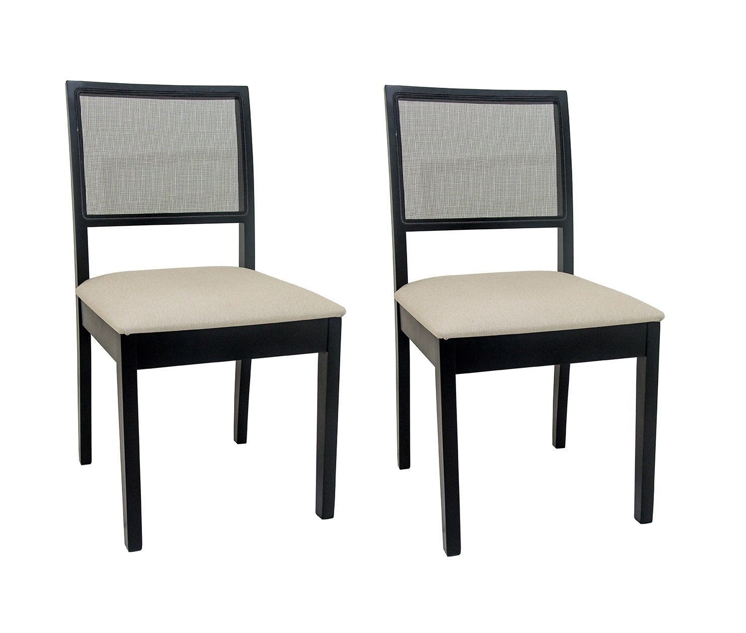 Jogo 02 cadeiras para sala de jantar Florença ebanizado encosto telinha sintética Ferrugine Design