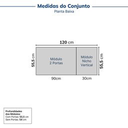 Guarda-roupa Modulado 2 Portas 3 Peças Hera CabeCasa MadeiraMadeira - 2