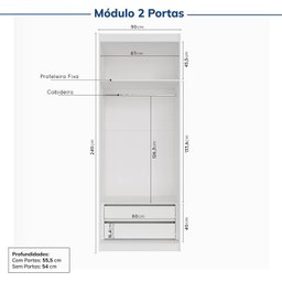 Guarda-roupa Modulado 2 Portas 3 Peças Hera CabeCasa MadeiraMadeira - 10