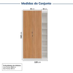 Guarda-roupa Modulado 2 Portas 3 Peças Hera CabeCasa MadeiraMadeira - 3