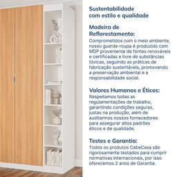 Guarda-roupa Modulado 2 Portas 3 Peças Hera CabeCasa MadeiraMadeira - 14