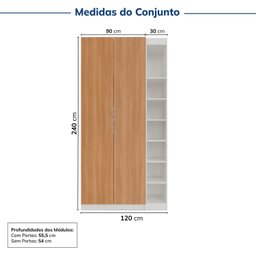 Guarda-roupa Modulado 2 Portas 3 Peças Hera CabeCasa MadeiraMadeira - 3