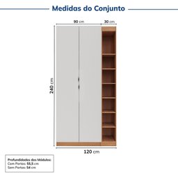 Guarda-roupa Modulado 2 Portas 3 Peças Hera CabeCasa MadeiraMadeira - 3