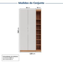 Guarda-roupa Modulado 2 Portas 3 Peças Hera CabeCasa MadeiraMadeira - 3