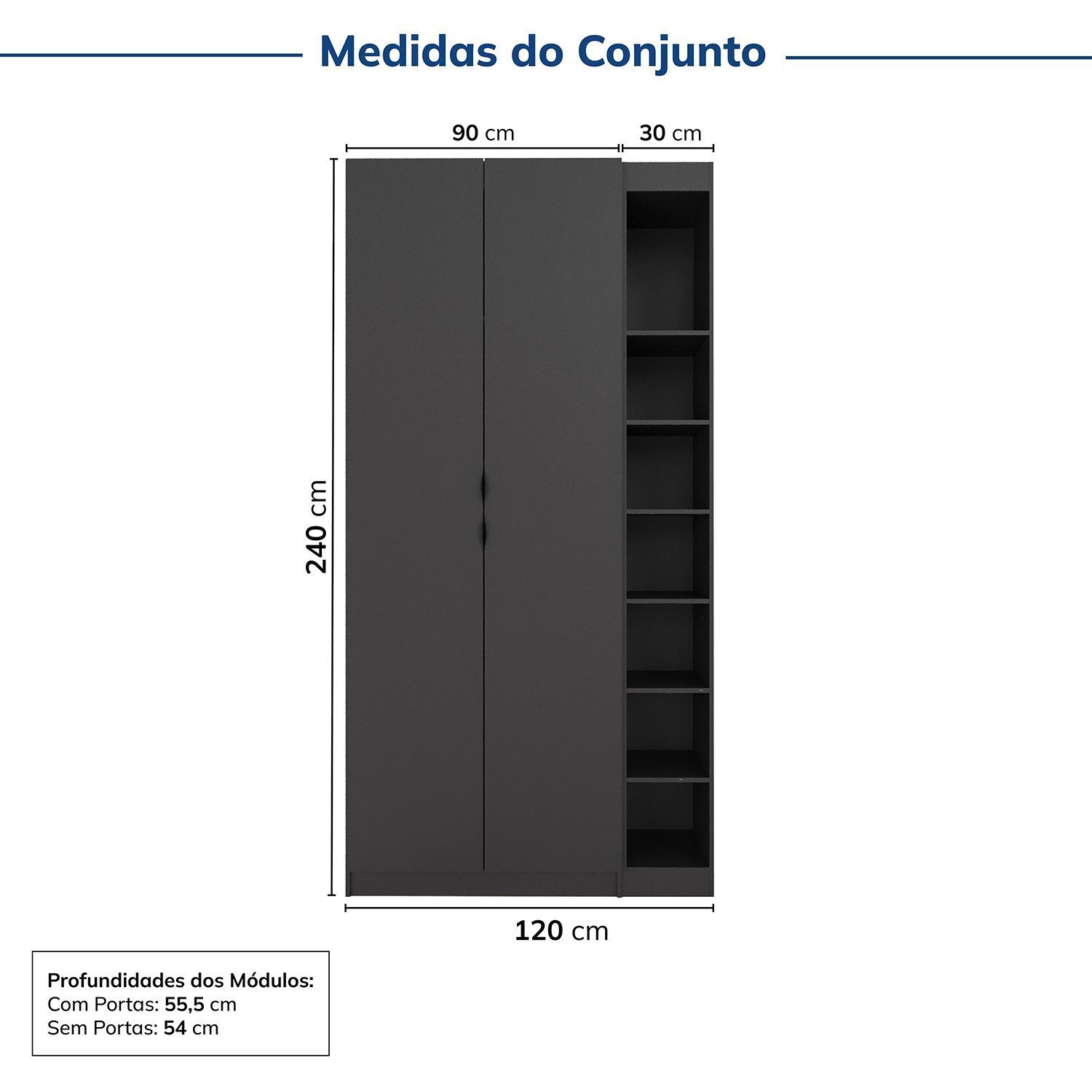 Guarda-roupa Modulado 2 Portas 3 Peças Hera Cabecasa Madeiramadeira - 3