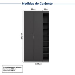 Guarda-roupa Modulado 2 Portas 3 Peças Hera CabeCasa MadeiraMadeira - 3