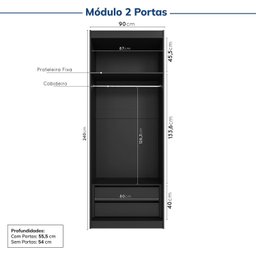 Guarda-roupa Modulado 2 Portas 3 Peças Hera CabeCasa MadeiraMadeira - 10