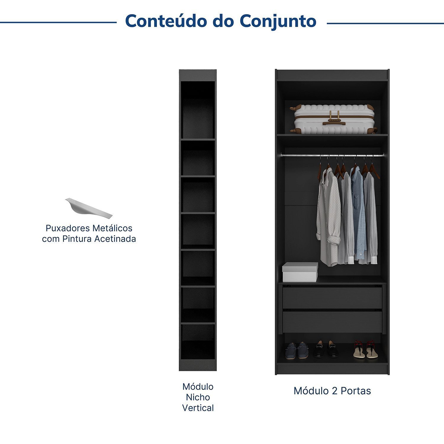 Guarda-roupa Modulado 2 Portas 3 Peças Hera Cabecasa Madeiramadeira - 4