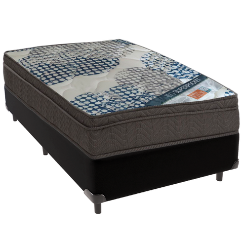 Cama Box Preto e Colchão Iso Superpocket Molas Ensacadas Solteiro Ortobom