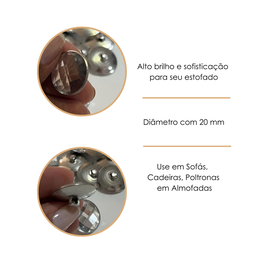 Botão Cristal Strass 20mm Capitonê para Estofado Pct 300 Un - 9