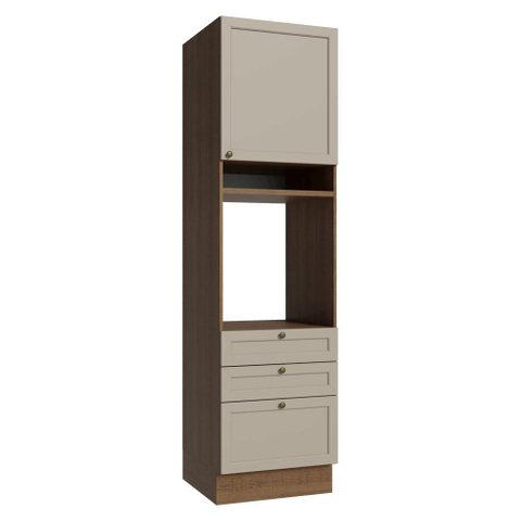 Torre Quente 60 Cm 1 Porta 3 Gavetas Rustic/crema Vik Madesa