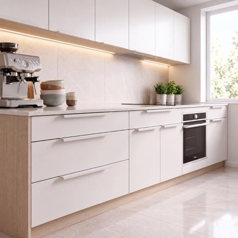 Puxador de Móveis Armário Gavetas Clean Reto 300mm Alumínio - Branco