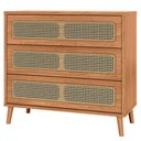 Ver imagem 1 de Cômoda para Quarto 3 Gavetas com Palha 105cm Pés Retrô Arnoni D03 Freijó - Lyam Decor