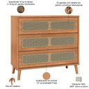 Ver imagem 3 de Cômoda para Quarto 3 Gavetas com Palha 105cm Pés Retrô Arnoni D03 Freijó - Lyam Decor