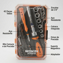 Ver imagem 5 de Conjunto de Bits e Soquetes 42 Peças Wokin Tools