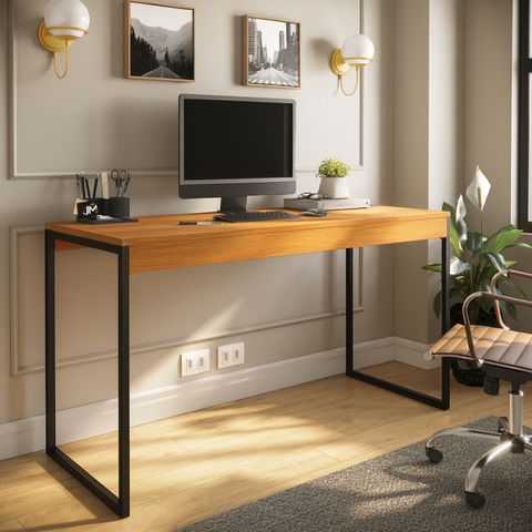 Mesa de Escritório Estilo Industrial 1,20 - Freijó