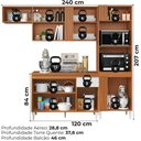 Ver imagem 3 de Cozinha Modulada Balcao com Tampo 240 Cm Mdp Vitoria Armoveis - Cinamomo Branco