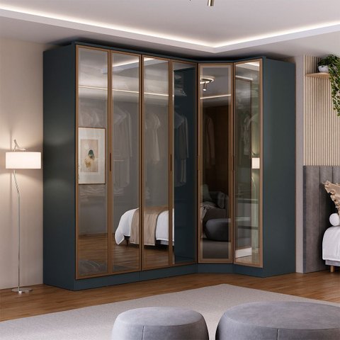 Roupeiro Modulado Ravi em Mdf 243,5cm 6 Portas Reflecta Grafitto 1110