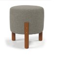 Ver imagem 2 de Kit Puff Thor Cinza Redondo Pés Palito Decorativo Recepção em Linho Cru