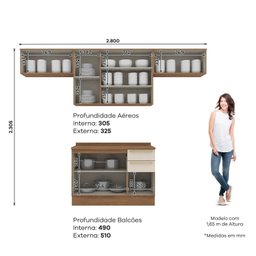 Cozinha Compacta 4 Peças com com Tampo Yasmin Espresso Móveis - 2