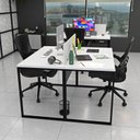 Ver imagem 3 de Estação de Trabalho Mesa Industrial 2 Lugares com Gaveta Netmobil	 - Branco