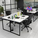 Ver imagem 2 de Estação de Trabalho Mesa Industrial 2 Lugares com Gaveta Netmobil	 - Branco