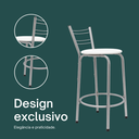 Ver imagem 4 de Kit 6 Banquetas para Balcão Flórida Prata 60cm Cozinha Gourmet Bistrô Bancada Piscina Área de Lazer