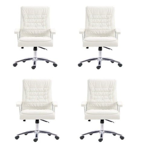 Kit 4 Cadeiras Escritório Presidente Ergonômica NR17 Corino Mola Ensacada