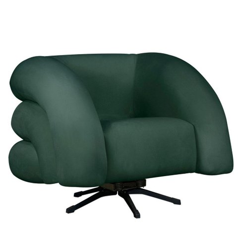 Poltrona Decorativa Micheli Base Giratória e Balanço Veludo Cor Verde