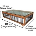 Ver imagem 5 de Mesa De Centro Saibi Ozki 120 Cm Madeira Eucalipto Cedro Corda Plana Azul E Tampo De Vidro
