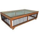 Ver imagem 6 de Mesa De Centro Saibi Ozki 120 Cm Madeira Eucalipto Cedro Corda Plana Azul E Tampo De Vidro