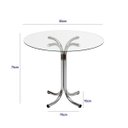 Ver imagem 3 de Mesa de Jantar ou Cozinha para 4 lugares Pé X Cromada com Tampo de Vidro Redondo 90cm Poltronas do S
